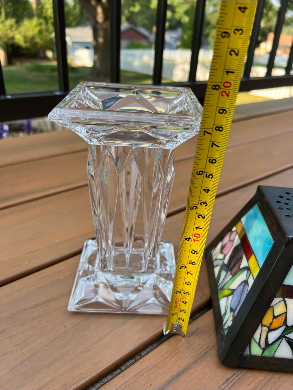 Vintage Tiffany Style Stained Glass Tulip Lamp Shade Fairy Crystal Glass Base - Picture 7 of 8